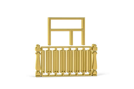 Golden 3d terrace icon isolated on white background - 3d renderの写真素材