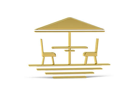 Golden 3d terrace icon isolated on white background - 3d renderの写真素材