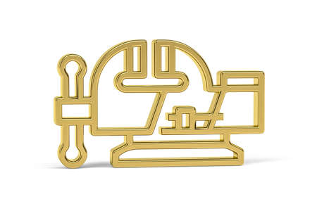 Golden 3d vice icon isolated on white background - 3D renderの写真素材