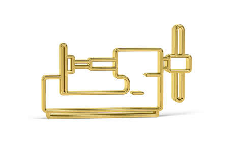Golden 3d vice icon isolated on white background - 3D renderの写真素材