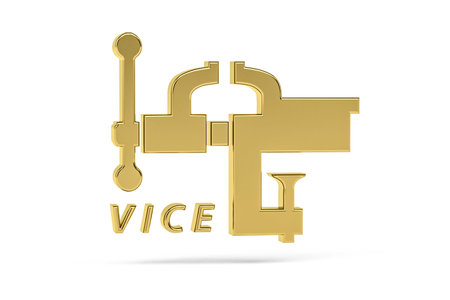 Golden 3d vice icon isolated on white background - 3D renderの写真素材