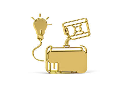 Golden 3d power generator icon isolated on white background - 3d renderの写真素材