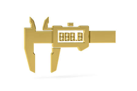 Golden 3d caliper icon isolated on white background - 3D renderの写真素材