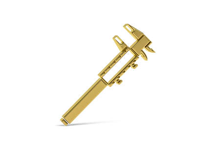 Golden 3d caliper icon isolated on white background - 3D renderの写真素材