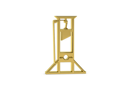 Golden 3d guillotine icon isolated on white background - 3D renderの写真素材