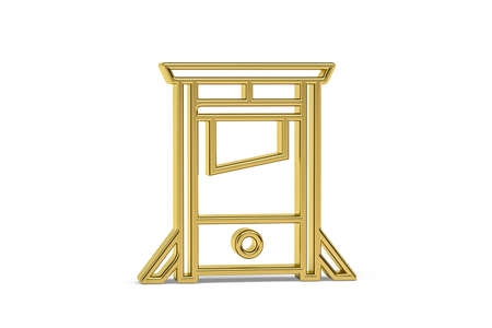 Golden 3d guillotine icon isolated on white background - 3D renderの写真素材