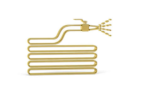 Golden 3d hose icon isolated on white background - 3d renderの写真素材