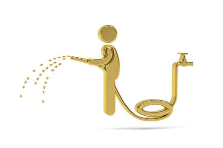 Golden 3d hose icon isolated on white background - 3d renderの写真素材