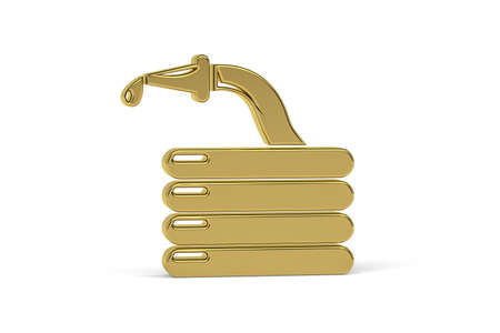 Golden 3d hose icon isolated on white background - 3d renderの写真素材
