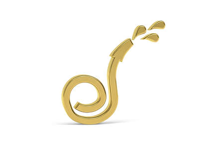 Golden 3d hose icon isolated on white background - 3d renderの写真素材