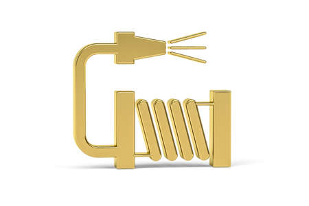 Golden 3d hose icon isolated on white background - 3d renderの写真素材