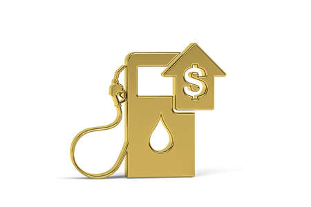 Golden 3d inflation icon isolated on white background - 3d renderの写真素材