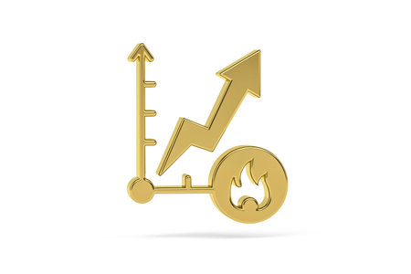 Golden 3d inflation icon isolated on white background - 3d renderの写真素材
