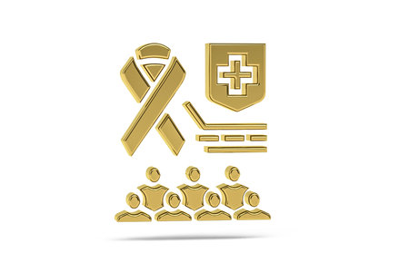 Golden 3d religious conflict icon isolated on white background - 3d renderの写真素材