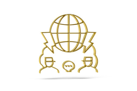 Golden 3d religious conflict icon isolated on white background - 3d renderの写真素材