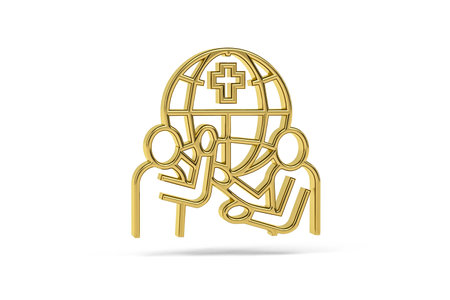 Golden 3d religious conflict icon isolated on white background - 3d renderの写真素材