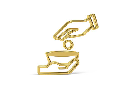 Golden 3d poverty icon isolated on white background - 3d renderの写真素材