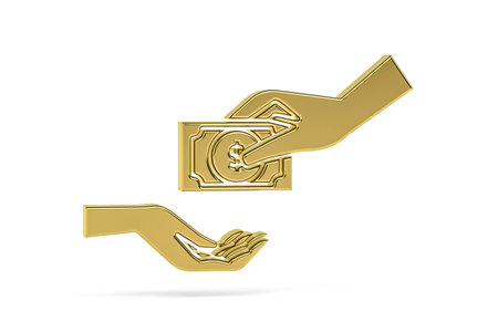 Golden 3d poverty icon isolated on white background - 3d render