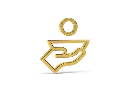 Golden 3d poverty icon isolated on white background - 3d renderの写真素材
