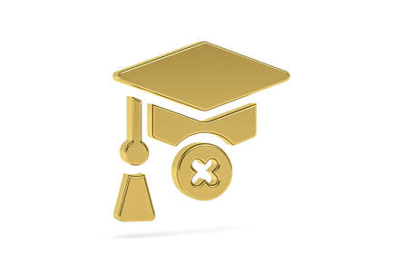 Golden 3d no education icon isolated on white background - 3d renderの写真素材