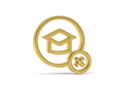 Golden 3d no education icon isolated on white background - 3d renderの写真素材