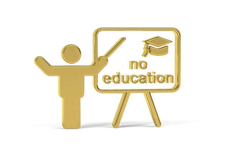 Golden 3d no education icon isolated on white background - 3d renderの写真素材