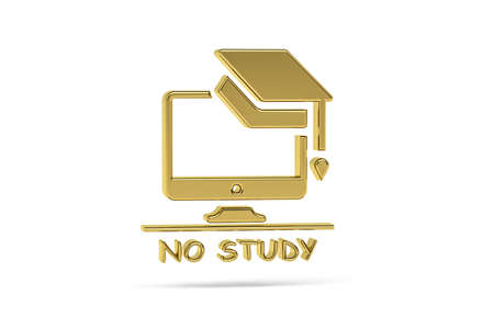 Golden 3d no education icon isolated on white background - 3d renderの写真素材