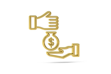 Golden 3d corruption icon isolated on white background - 3d renderの写真素材