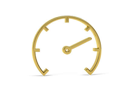 Golden 3d speedometer icon isolated on white background - 3d renderの写真素材