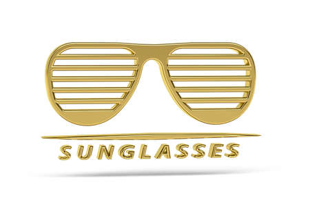 Golden 3d glasses icon isolated on white background - 3D renderの写真素材