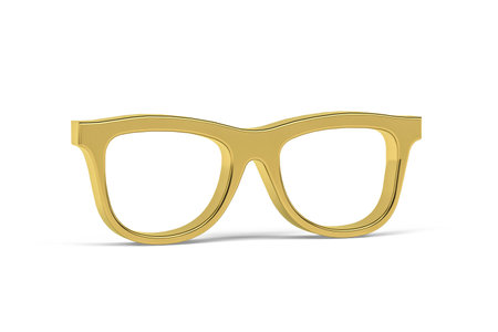 Golden 3d glasses icon isolated on white background - 3D renderの写真素材