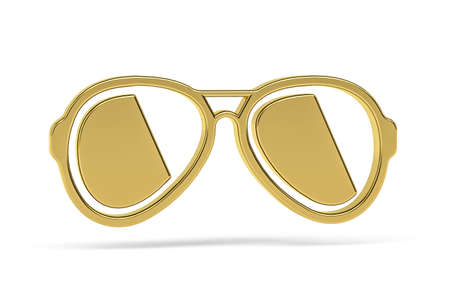 Golden 3d glasses icon isolated on white background - 3D renderの写真素材