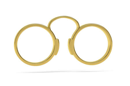 Golden 3d glasses icon isolated on white background - 3D renderの写真素材