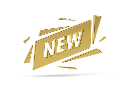 Golden 3d new icon isolated on white background - 3d renderの写真素材