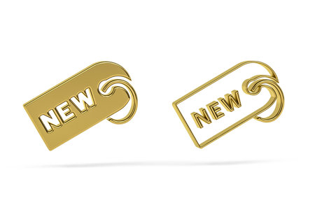 Golden 3d new icon isolated on white background - 3d renderの写真素材