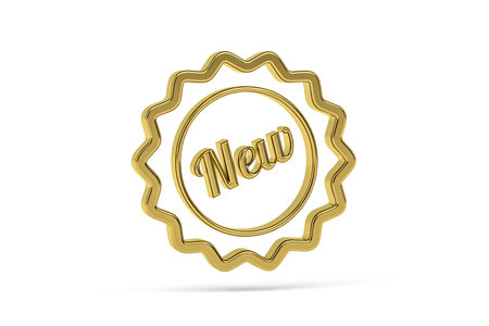 Golden 3d new icon isolated on white background - 3d renderの写真素材