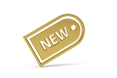 Golden 3d new icon isolated on white background - 3d renderの写真素材