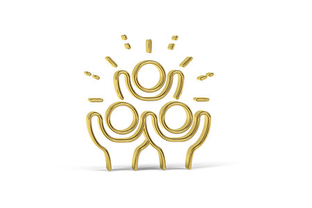 Golden 3d happy icon isolated on white background - 3d renderの写真素材