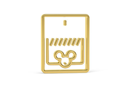 Golden 3d mousetrap icon isolated on white background - 3d renderの写真素材