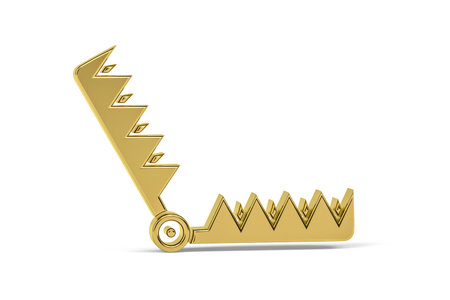 Golden 3d mousetrap icon isolated on white background - 3d renderの写真素材