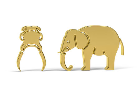 Golden 3d poaching icon isolated on white background - 3d renderの写真素材