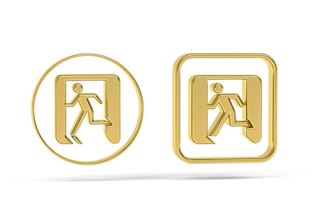 Golden 3d fire escape icon isolated on white background - 3d renderの写真素材