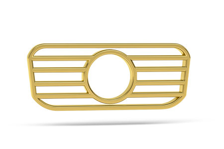 Golden 3d grille icon isolated on white background - 3d renderの写真素材