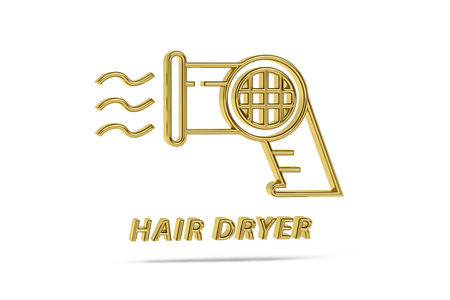 Golden 3d dryer icon isolated on white background - 3d renderの写真素材