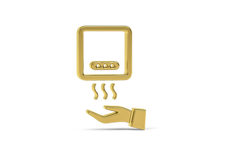 Golden 3d dryer icon isolated on white background - 3d renderの写真素材
