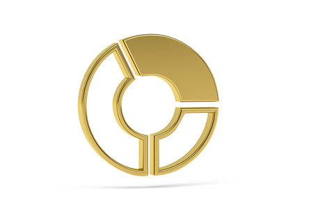 Golden 3d chart icon isolated on white background - 3D renderの写真素材