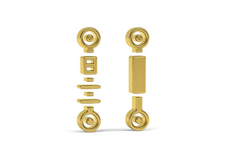 Golden 3d damper icon isolated on white background - 3d renderの写真素材