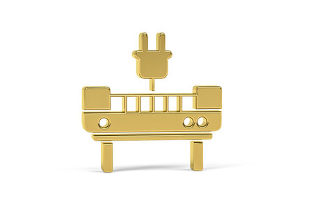 Golden 3d electric grill icon isolated on white background - 3d renderの写真素材