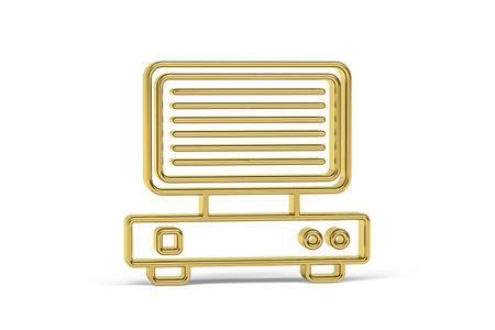 Golden 3d electric grill icon isolated on white background - 3d renderの写真素材