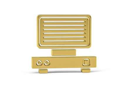 Golden 3d electric grill icon isolated on white background - 3d renderの写真素材